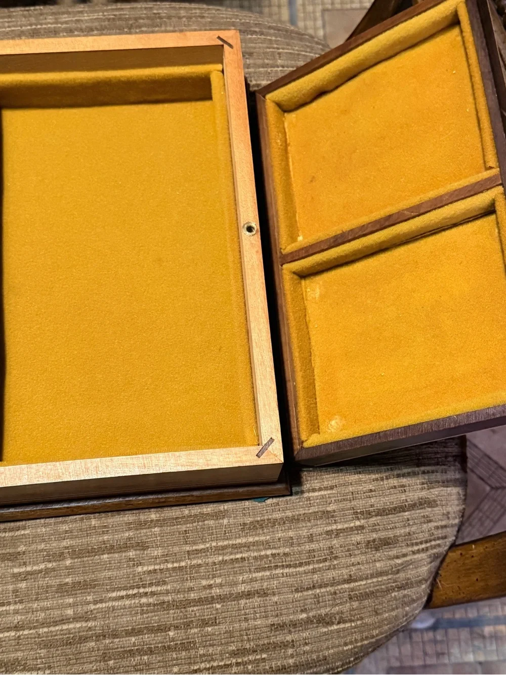 Vintage Brazilian Marquetry Jewelry Box Floral Wood Inlay Velvet‎ Lined